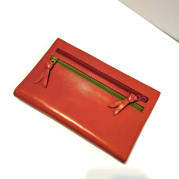 Vibrant Alicia Klein Orange and Yellow Leather Wallet - Picture 6 of 9